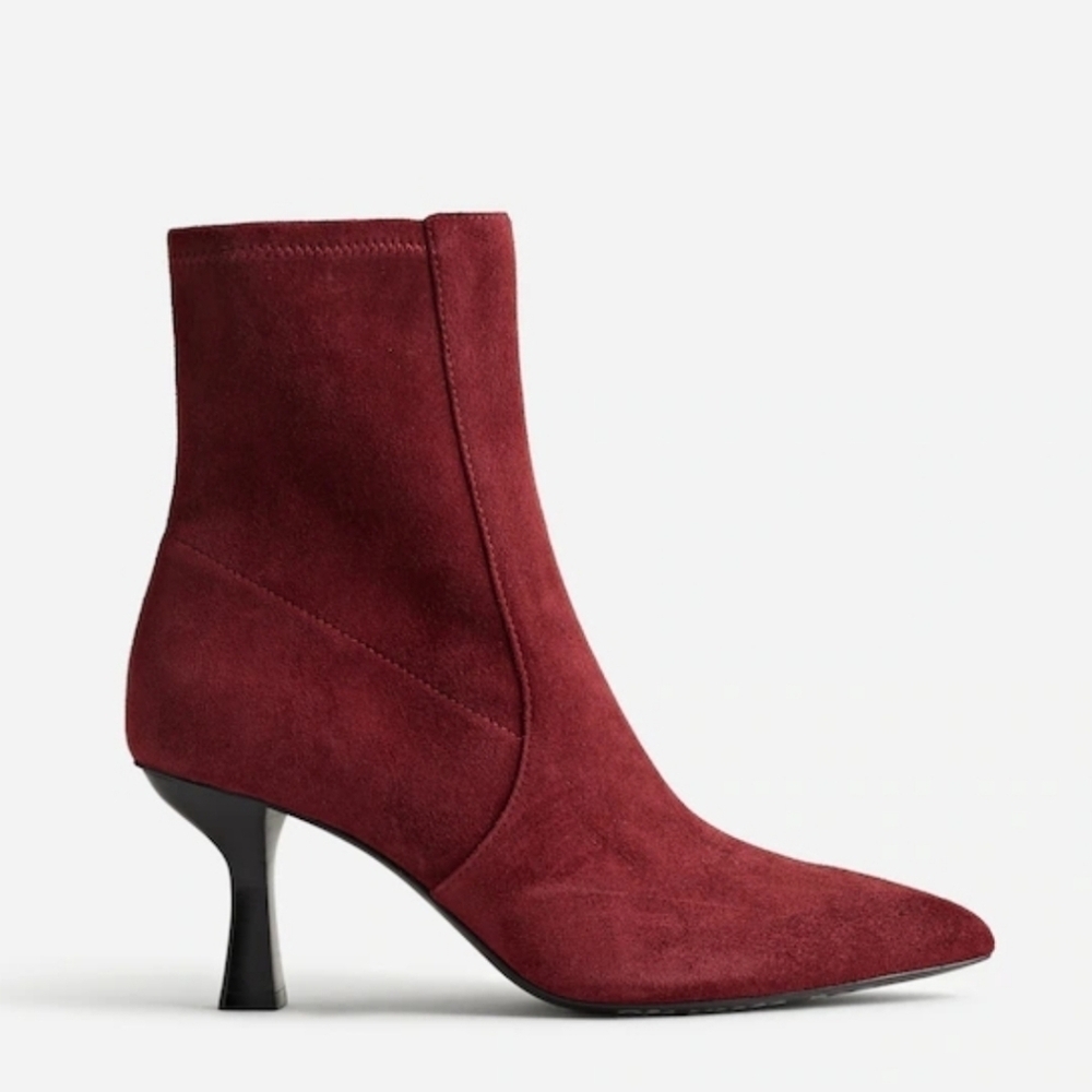 Madewell The Justine Ankle Boot in Leather Suede Deep Merlot